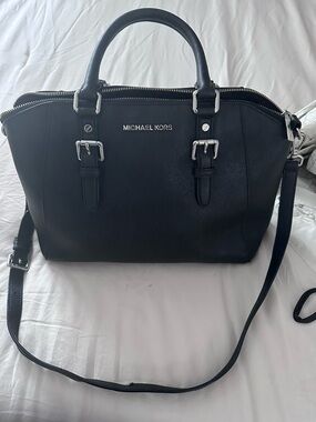 Michael Kors Black Saffiano Leather Dome Satchel with Shoulder Strap